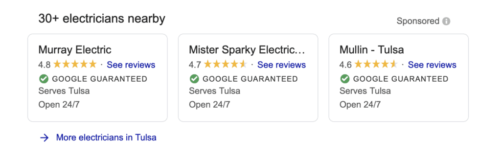 example of google local service ads